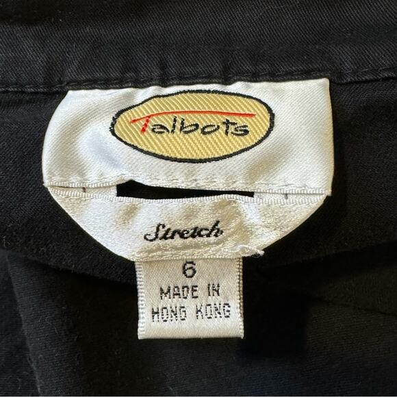 Vintage Talbots Size 6 Black Cotton Blend Mandarin Collar Button Up Jacket - Picture 5 of 6